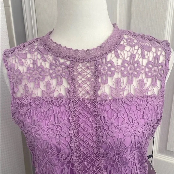 Laundry By Shelli Segal Purple Lace Sleeveless Blouse. Fitted Sz S - Picture 2 of 10